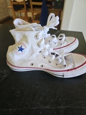 Sapatos infantis Converse All Star Chuck Taylor branco cano alto lona tamanho 4 comprar usado  Enviando para Brazil