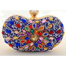 BOLSA/EMBREAGEM - Encrustada em Strass na Frente-Ouro Traseiro-Embreagem de Corrente de Ombro comprar usado  Enviando para Brazil