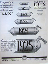 PUBLICITÉ DE PRESSE 1925 ASPIRATEUR LUX ELECTROLUX PROGRESSION DE LA PRODUCTION comprar usado  Enviando para Brazil