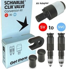 Schwalbe Rower Clik Valve SCV System (SV) Francuski zestaw (2 szt.) + adapter AV  na sprzedaż  Wysyłka do Poland