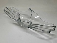 Tigela de frutas de vidro transparente peça central de mesa vidro arte feita à mão 17 polegadas de comprimento! comprar usado  Enviando para Brazil