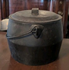 Antiga chaleira americana de ferro fundido alça giratória tampa de lata portão único 19º C comprar usado  Enviando para Brazil