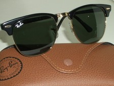 51[]21 ÓCULOS DE SOL RAY BAN ITALY RB3016 W0365 PRETO BRILHANTE/DOURADO G15 CLUBMASTER II, usado comprar usado  Enviando para Brazil