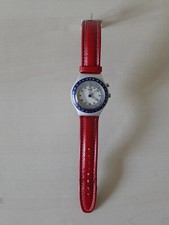 Belo relógio SWATCH ironia alumínio feito na Suíça pulseira de couro vermelho comprar usado  Enviando para Brazil