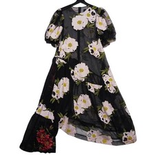Vestido midi Simone Rocha preto bordado tule Reino Unido 8/EUA 4 floral transparente passarela  comprar usado  Enviando para Brazil