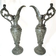 Conjunto de jarros de urna 13" vintage Spelter ornamentado Caduceu com cabo de anjo querubim comprar usado  Enviando para Brazil
