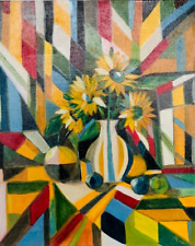 Pintura a óleo cubista vibrante de girassol 16x20 em painel de tela - Decoração exclusiva para casa comprar usado Pintura a óleo cubista vibrante de girassol 16x20 em painel de tela - Decoração exclusiva para casa comprar usado  Enviando para Brazil