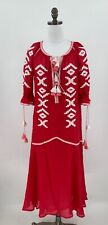 Vestido longo feminino 11 de março bordado de linho vermelho frente amarrada tamanho P novo sem etiquetas comprar usado  Enviando para Brazil
