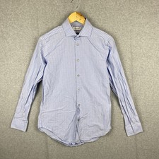 Camisa masculina Calvin Klein S azul xadrez slim fit manga longa botão para cima comprar usado  Enviando para Brazil