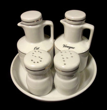 PORCELANA VERACRUZ Vitrificada Porcelana Condimentos Com Bandeja De Óleo E Vinagre, Salt & Pepper comprar usado  Enviando para Brazil