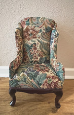 CADEIRA WINGBACK VITORIANA ESTOFADA VINTAGE BONECA FLORAL MÓVEIS URSINHO DE PELÚCIA, usado comprar usado  Enviando para Brazil