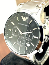 Relógio masculino Emporio Armani AR2434 cronógrafo quartzo mostrador preto aço inoxidável comprar usado  Enviando para Brazil