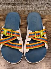 Sandálias Chaco Chillos Slide brancas multicoloridas ajustáveis slip on crianças jovens 4 comprar usado  Enviando para Brazil