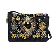 Autêntica bolsa de ombro tiracolo DOLCE&GABBANA preta/dourada/prata/vermelho cetim - z5807 comprar usado  Enviando para Brazil