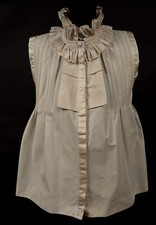 BLUSA SEM MANGAS VINTAGE DÉCADA DE 1990 ALGODÃO BRANCO CETIM COM DECOTE COM BABADOS comprar usado  Enviando para Brazil