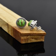 Brincos femininos feitos à mão de prata 925 verde cobre turquesa #072, usado comprar usado  Enviando para Brazil