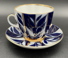 Xícara de chá e pires de porcelana imperial tulipa noite de inverno Lomonosov URSS ouro 22k, usado comprar usado  Enviando para Brazil