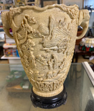 Usado, Vaso de resina oriental do final do século XX com base de madeira comprar usado  Enviando para Brazil