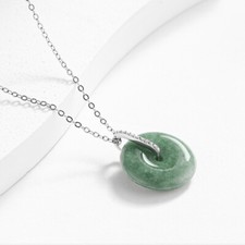 Usado, Colar pingente de donut jadeíta de Mianmar prata 925 luxo talismãs de jade birmanês comprar usado  Enviando para Brazil