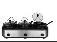 Fogão lento GE 3-Crock Buffet 3 x 1 Qt potes aço inoxidável aquecedor triplo 898680 comprar usado  Enviando para Brazil