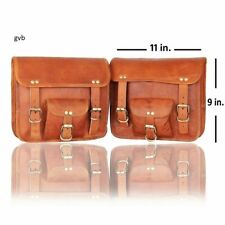 Bolsa lateral de motocicleta couro marrom lateral 2 bolsas alforjes selim comprar usado  Enviando para Brazil