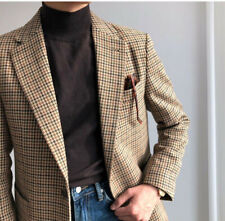 Usado, Jaqueta Houndstooth Masculina Negócios Blazer Ajuste Regular Entalhe Lapela Tweed Personalizada comprar usado  Enviando para Brazil