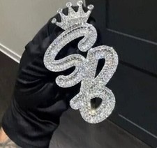 Pingente de moissanita real 4 quilates qualquer letra personalizada para festa folheado a ouro branco 14k comprar usado  Enviando para Brazil
