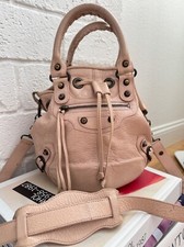 Balenciaga Couro Taupe City Motocross Clássico Mini Pompon Bolsa Balde Pom comprar usado  Enviando para Brazil