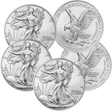 Lote de 5 - 2022 $1 American Silver Eagle 1 oz BU intacto não circulado comprar usado  Enviando para Brazil