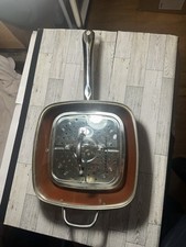 Panela quadrada de indução Copper Chef XL panela 11" de profundidade com tampa de prensa bandeja vaporizadora comprar usado  Enviando para Brazil