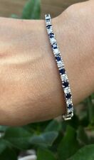 Pulseira de tênis redonda linha diamante safira natural ouro branco real 14K 7,50 quilates comprar usado  Enviando para Brazil