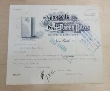1908 Documento antiguo, Schorsch & Co. Nueva York,. Bolsas de papel y papel  segunda mano  Embacar hacia Mexico