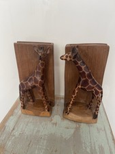 Giraffe wooden bookends for sale  NORWICH