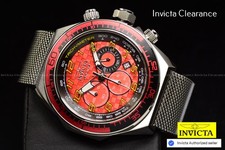 Relógio Invicta masculino corrida 50mm cronógrafo mostrador vermelho pulseira de malha SS comprar usado  Enviando para Brazil