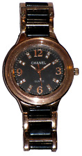 Relógio Chanel folheado a ouro rosa cerâmica mostrador redondo cristal feminino quartzo dois tons comprar usado  Enviando para Brazil