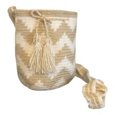 Wayuu Mochila Mini Bolsa Feita à Mão, Bege Neutro Boho Bolsa Transversal comprar usado  Enviando para Brazil