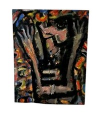 Pintura a óleo expressionista abstrata com as mãos a bordo – 18x24,  comprar usado  Enviando para Brazil