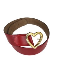 Cinto MOSCHINO Redwall Vintage Couro Vermelho Fivela de Coração Tamanho 42 comprar usado  Enviando para Brazil