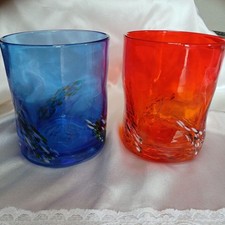 Juego de cristales Ryukyu diseño floral azul y rojo segunda mano  Embacar hacia Mexico