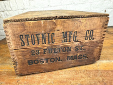 Usado, Caixa de transporte de madeira Stovnic C.1920, polimento para fogão, 23 Fulton St. Boston, display comprar usado  Enviando para Brazil