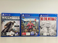 Pacote de jogos PS4 3x - Evil Within 2 + Farcry 4 + Watch Dogs - com manuais comprar usado  Enviando para Brazil