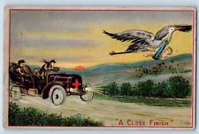Cartão postal de bebê cegonha acabamento próximo carro dirigindo em relevo Minerva OH 1912 antigo comprar usado  Enviando para Brazil