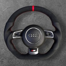 VOLANTE DE COURO PRETO PERSONALIZADO EXCHANGE AUDI TT MK2 A3 S3 A6 RS6 C6 R8 comprar usado  Enviando para Brazil