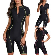 Macacão de banho feminino com zíper frontal para banho roupa de praia terno de verão mergulho na piscina comprar usado  Enviando para Brazil