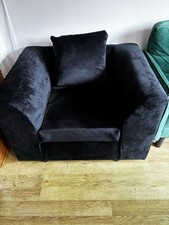 Black plush armchair for sale  SOUTHEND-ON-SEA