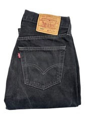 Jeans reto vintage Levi's 501 masculino W30 L34 ajuste original preto denim botão mosca comprar usado  Enviando para Brazil
