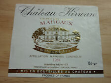 étiquette vin chateau Kirwan 1984 Margaux wine label wein etikett comprar usado  Enviando para Brazil