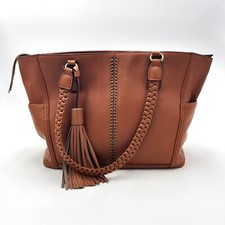 Bolsa satchel/bolsa tote de couro Olivia & Joy com borla e ferragens trançadas de couro e latão comprar usado  Enviando para Brazil
