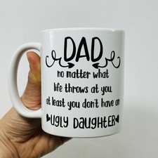 Caneca de café pai engraçada filha feia presente dia dos pais citação aniversário humor mensagem comprar usado  Enviando para Brazil