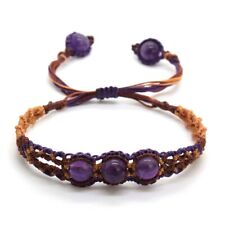Pulseiras femininas de pedra contas redondas de cristal macramê trançado envolto em corda feitas à mão comprar usado  Enviando para Brazil